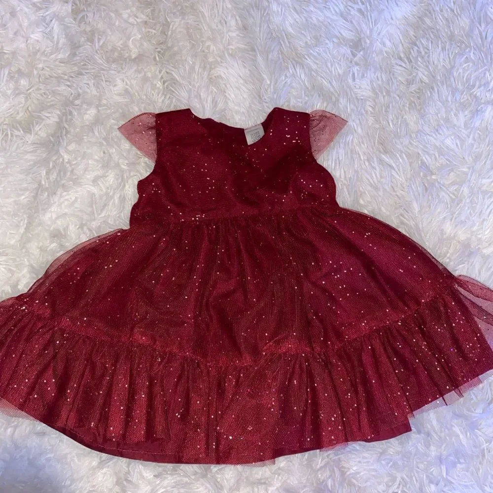 *NWOT* Carter’s 6M Baby Girl Maroon Sparkly Dress w/ Diaper Cover